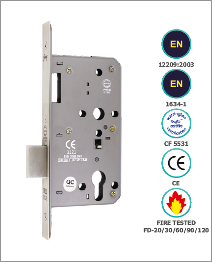 CE EURO PROFILE DIN STANDARD DEAD BOLT ONLY IN LOCK BODY SINGLE THROW (85MM CENTRE)
