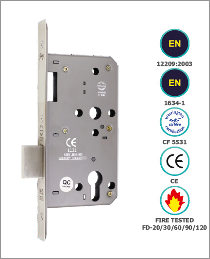 CE EURO PROFILE DIN STANDARD DEAD BOLT ONLY IN LOCK BODY DOUBLE THROW (72MM CENTRE)